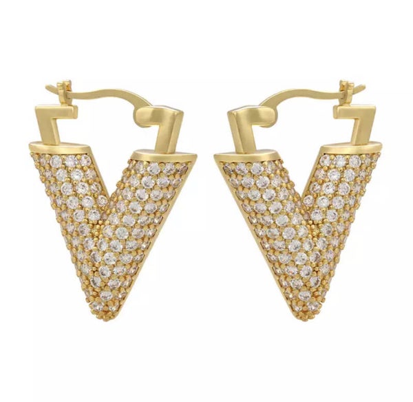 V earrings zirkonia deluxe