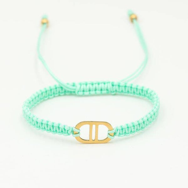 Macramé armband connected D groen
