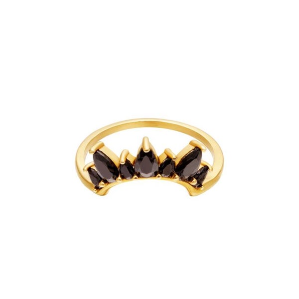 Black Crown ring  stainless steel Gold