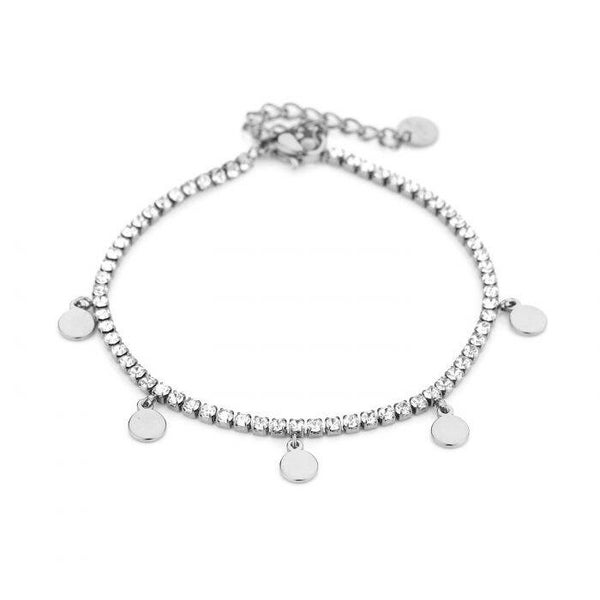 Armband strass coins zilver