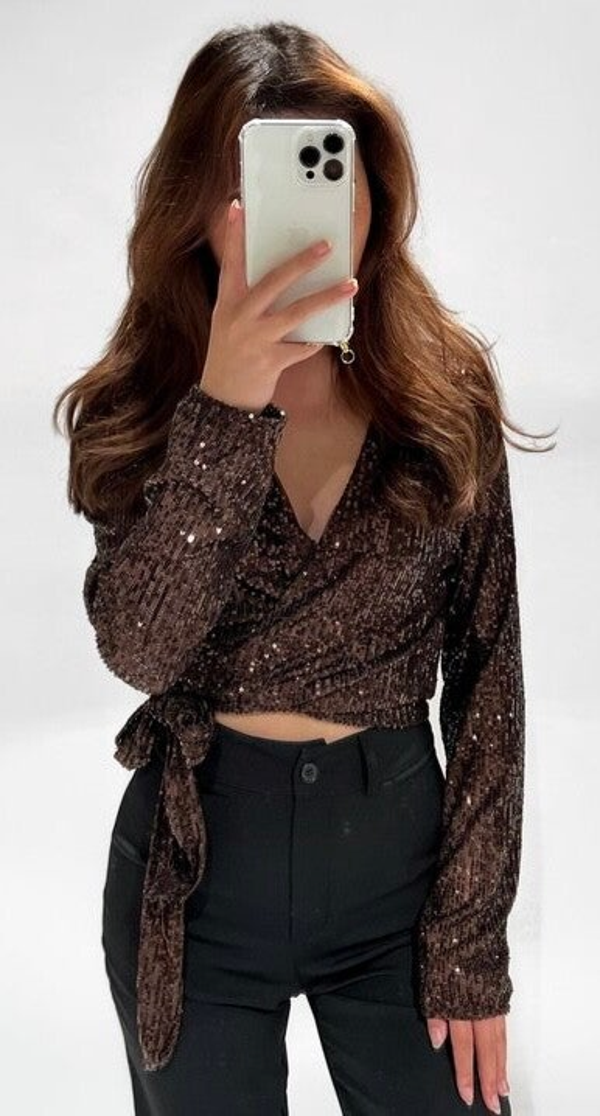 Top wrap glitter Brown 🤎