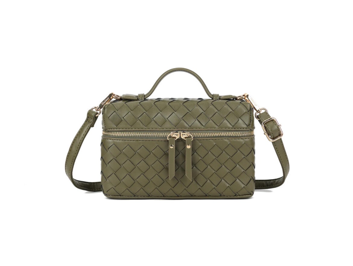 Tas gevlochten Myrthe groen