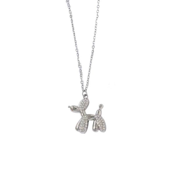 Balloon dog glitter stainless steel zilver