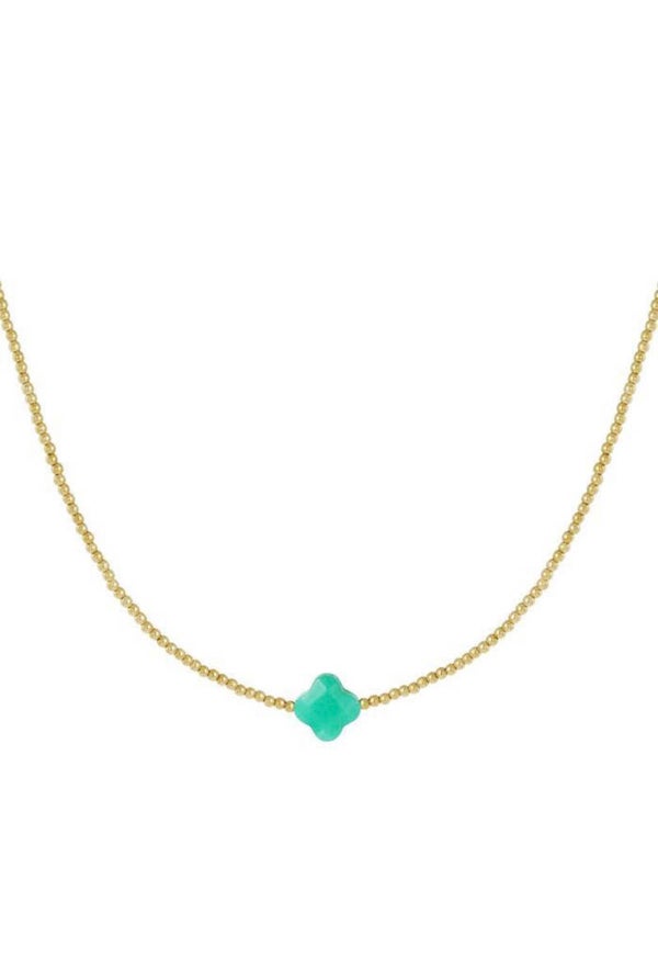 Klaverketting stainless steel goud groen