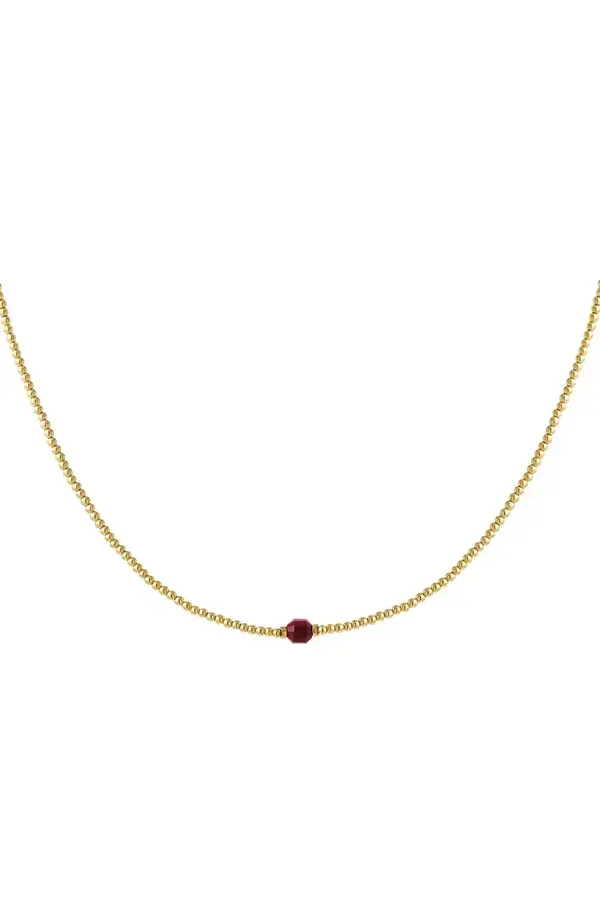 Kralen ketting natuurlijke steen goud fushia