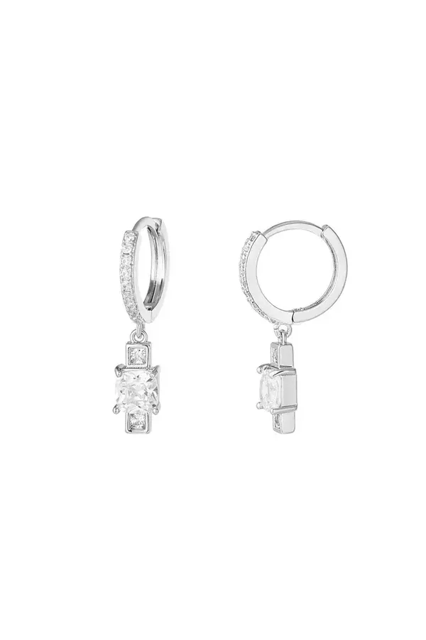 Oorbellen zilver gekleurd steentje zilver