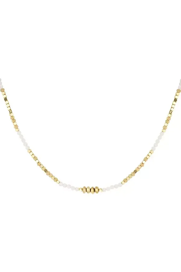Ketting grijze steentjes goud