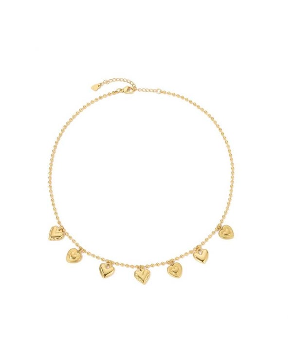 Lots of hearts neckless goud