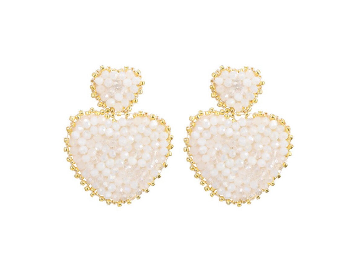 White heart earrings