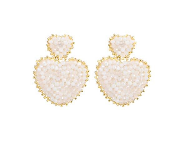 White heart earrings