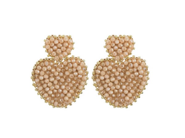 Beige heart earrings