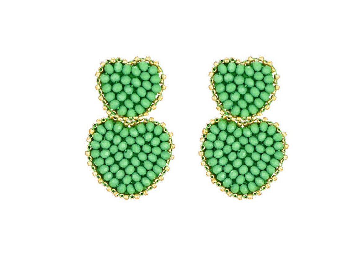Green hearts earrings