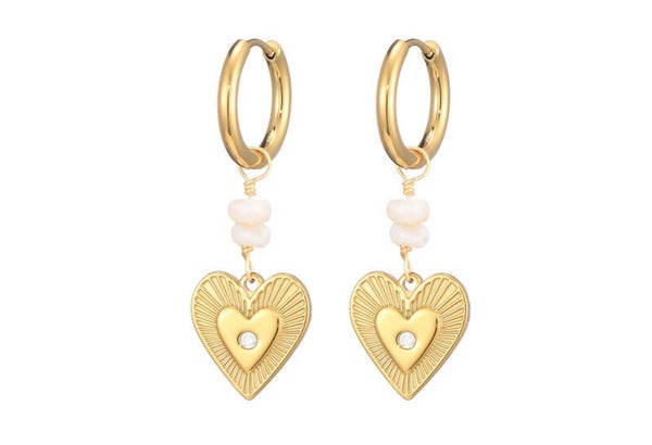 Heart shel earring goud