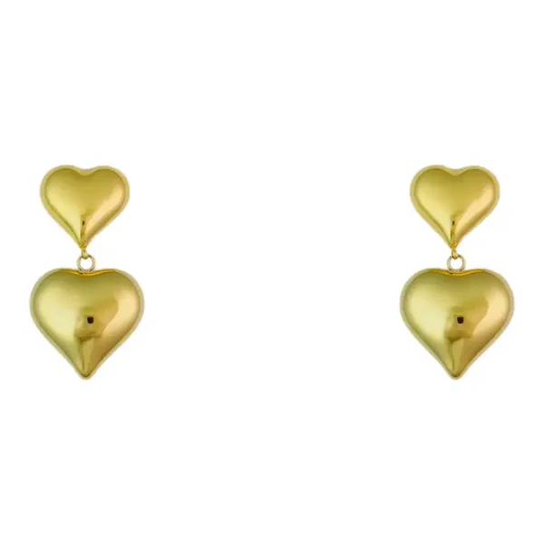Love heart straight oorbellen goud
