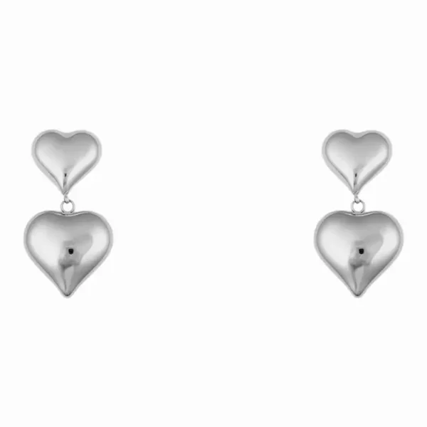 Love heart straight oorbellen zilver