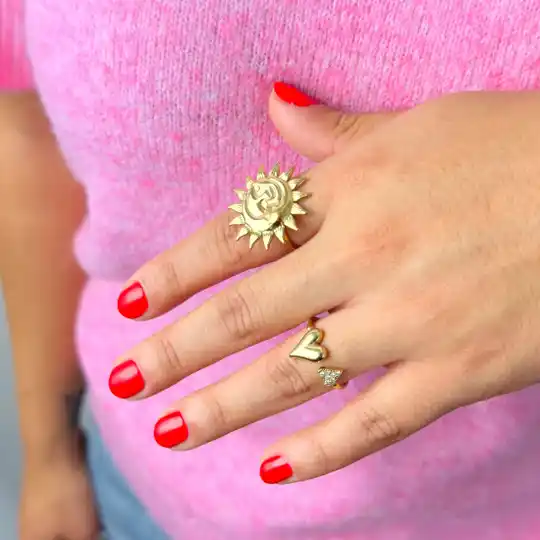 Double heart ring goud