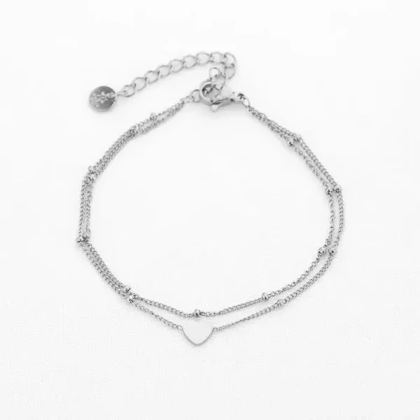 Heart beads bracelet zilver