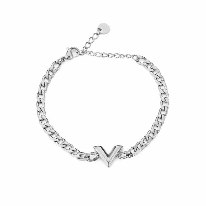 V schakel bracelet zilver