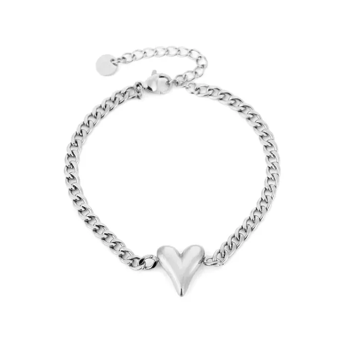 Heart schakel bracelet zilver