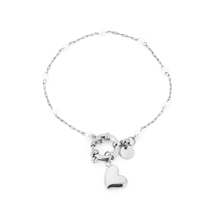 Heart pearls bracelet zilver