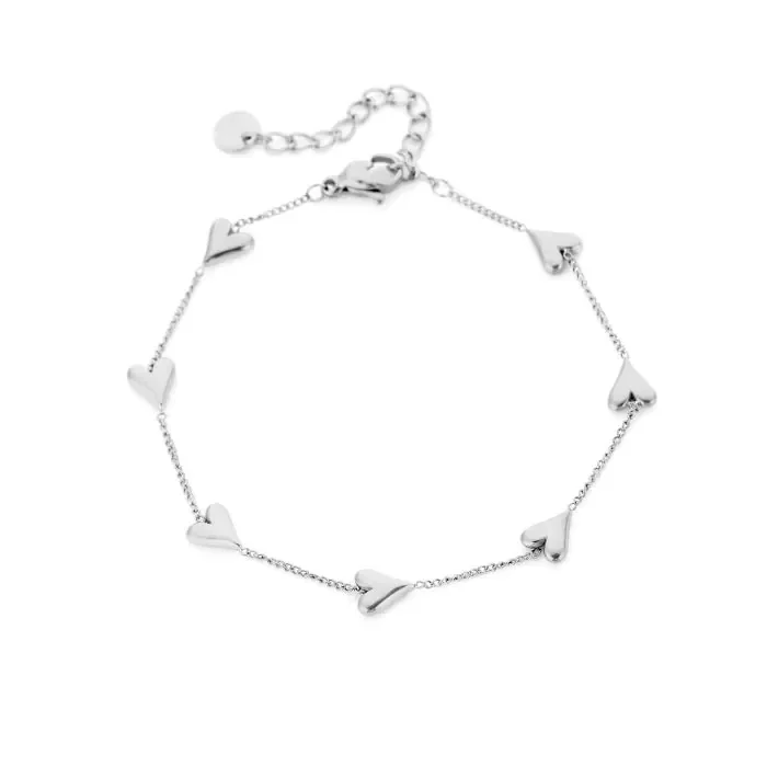 Love hearts bracelet zilver