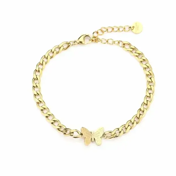Butterfly schakel bracelet goud