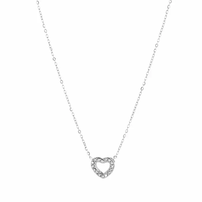 Diamant heart neckless zilver