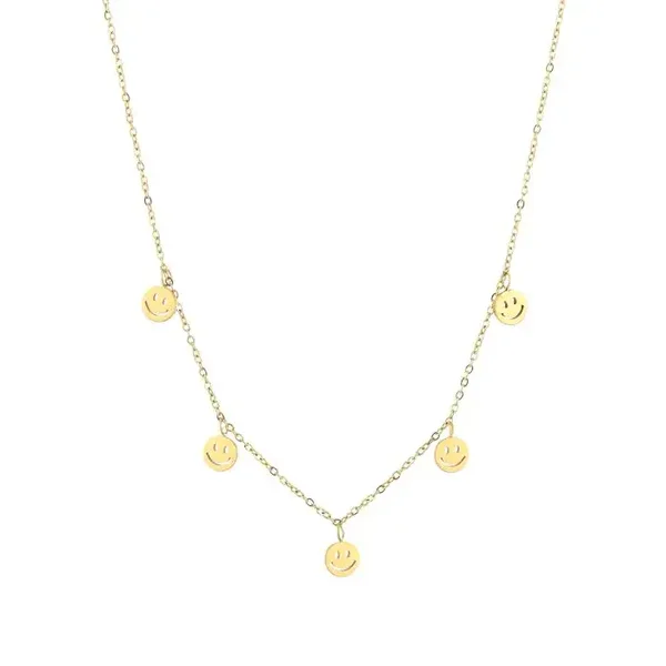 Smiley neckless goud