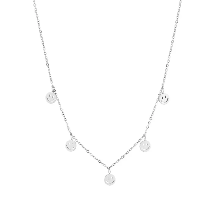 Smiley neckless zilver