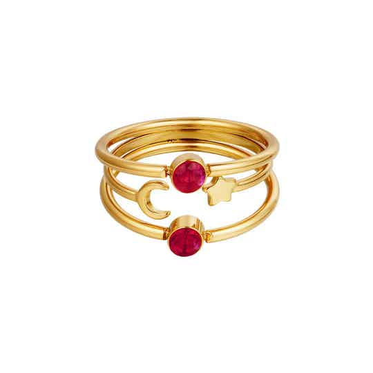 Ring zirkonia Moon & Stars stainless steel  Rose - Gold