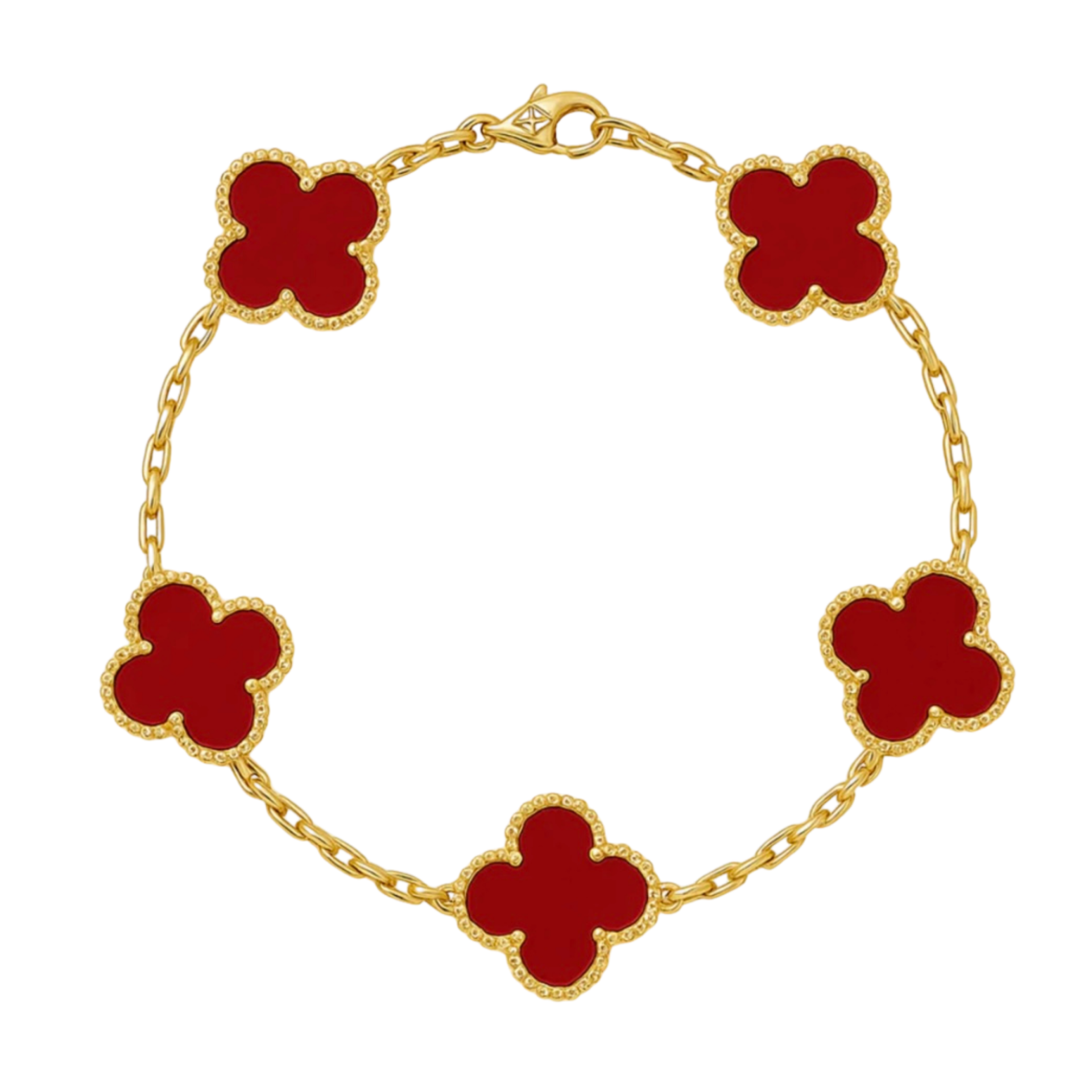 Klaver Armband Stainless steel Bordeaux rood