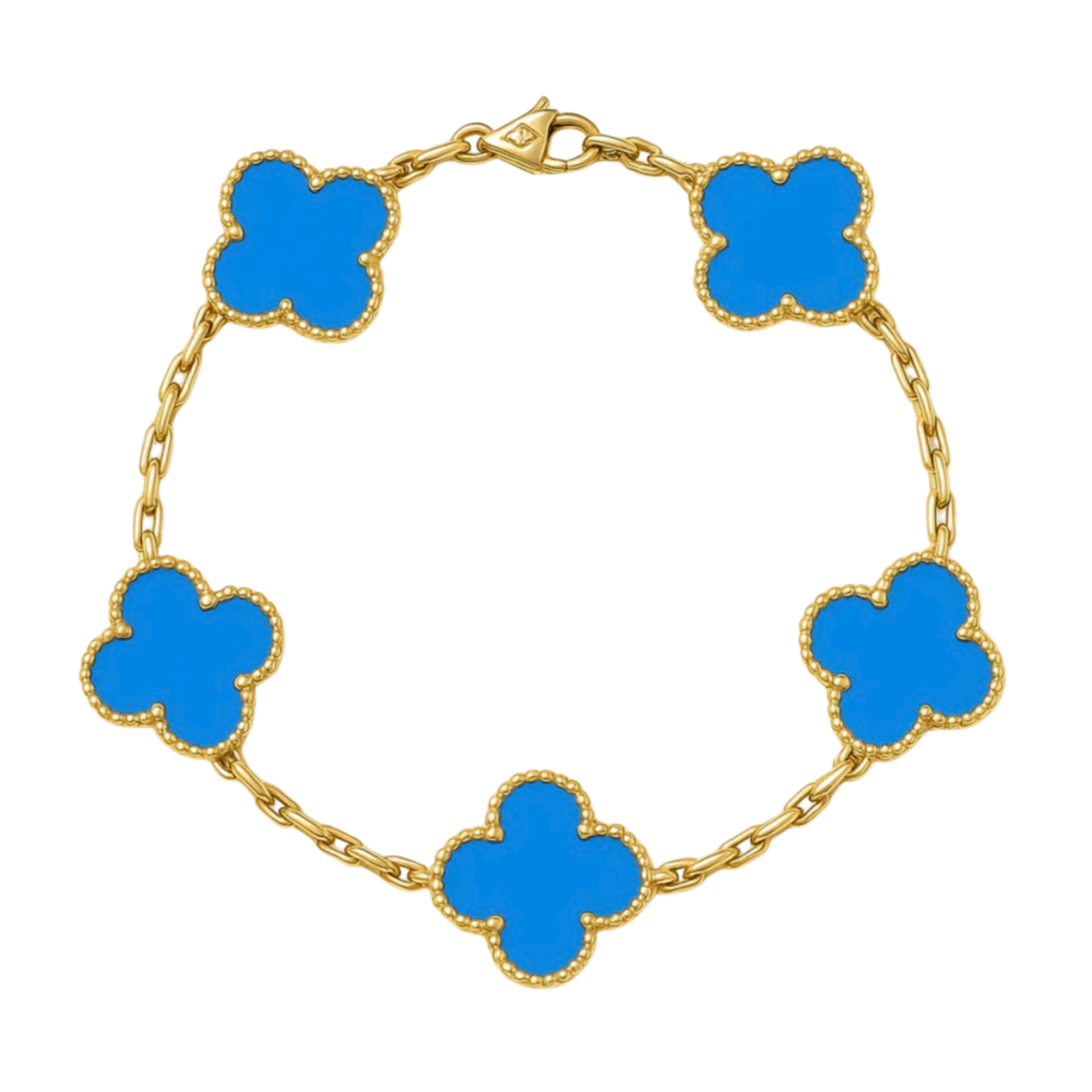 Klaver Armband Stainless steel blauw