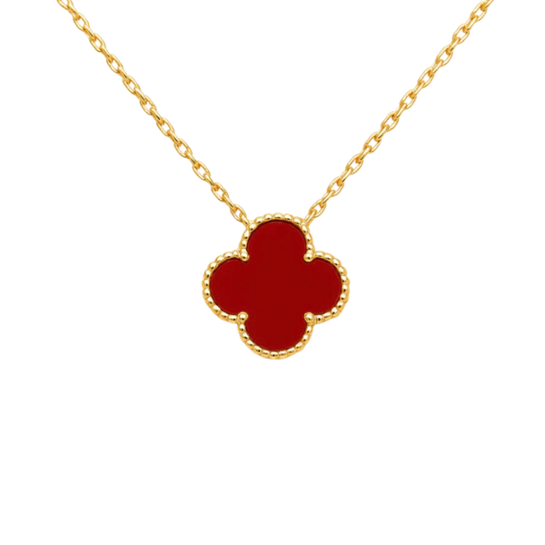 Klaver ketting stainless steel goud rood