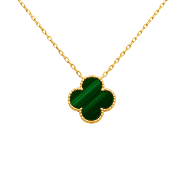 Klaver ketting stainless steel goud groen