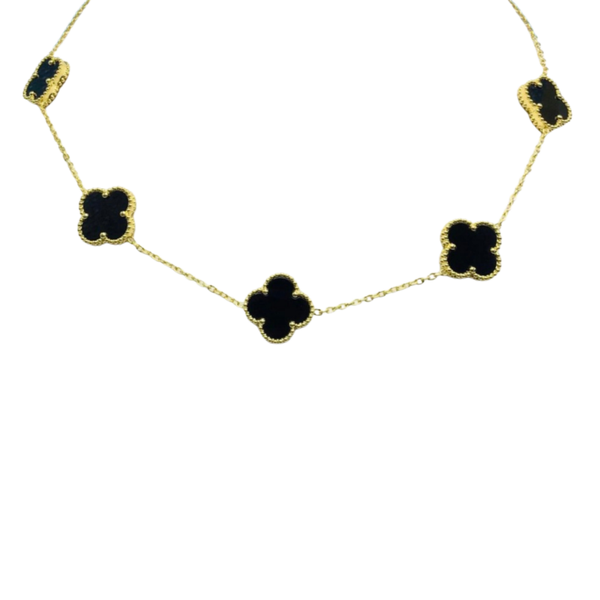 Klavers ketting zwart goud
