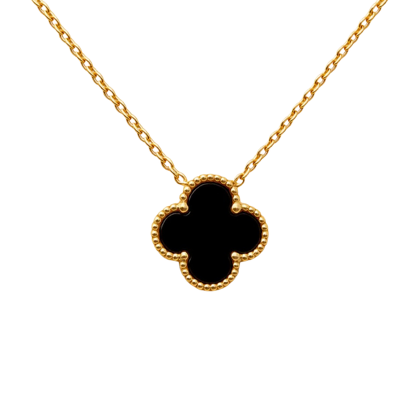 Klaver ketting stainless steel goud zwart