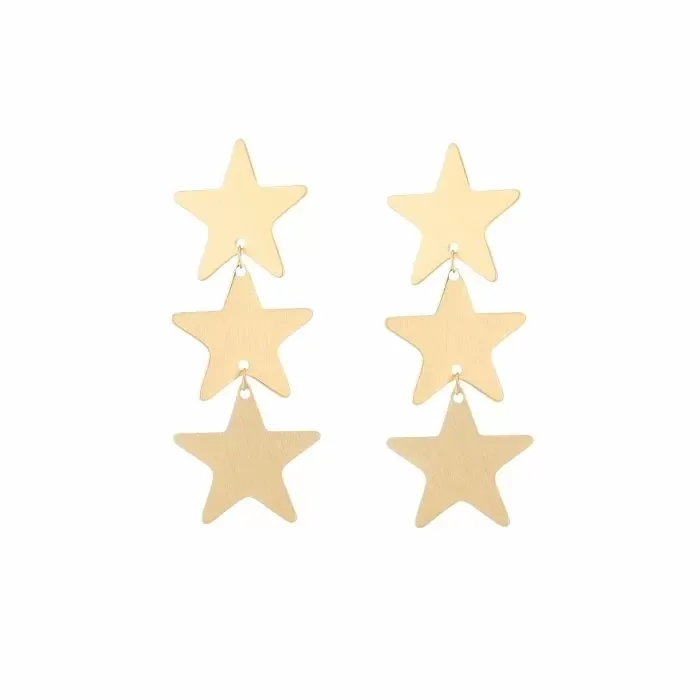 Triple stars oorbellen Goud