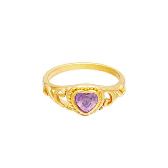 Ring heart zirkonia stainless steel Gold