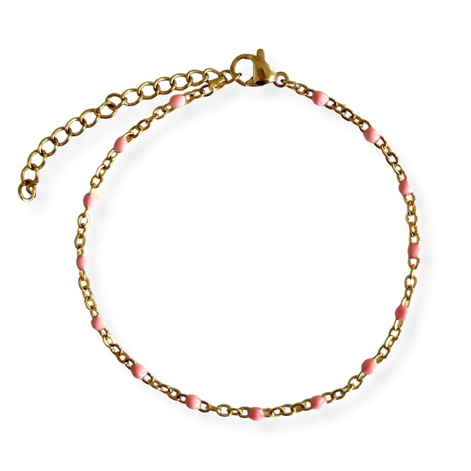 Dots armband licht roze - stainless steel