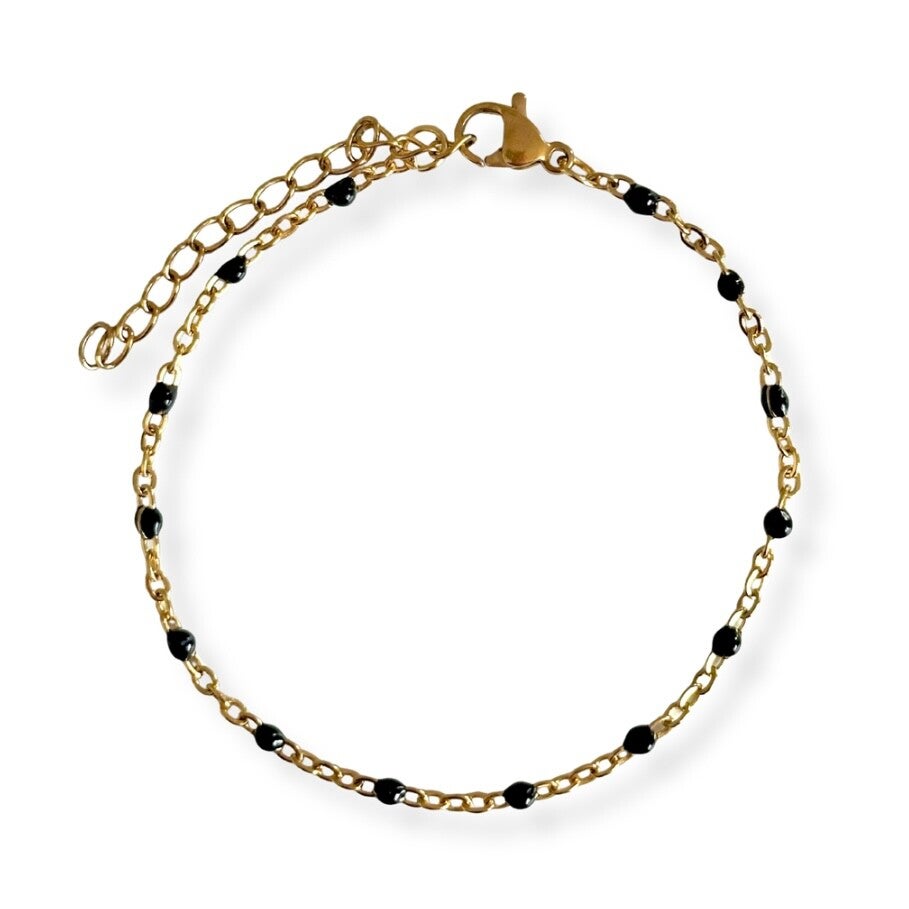 Dots armband zwart - stainless steel