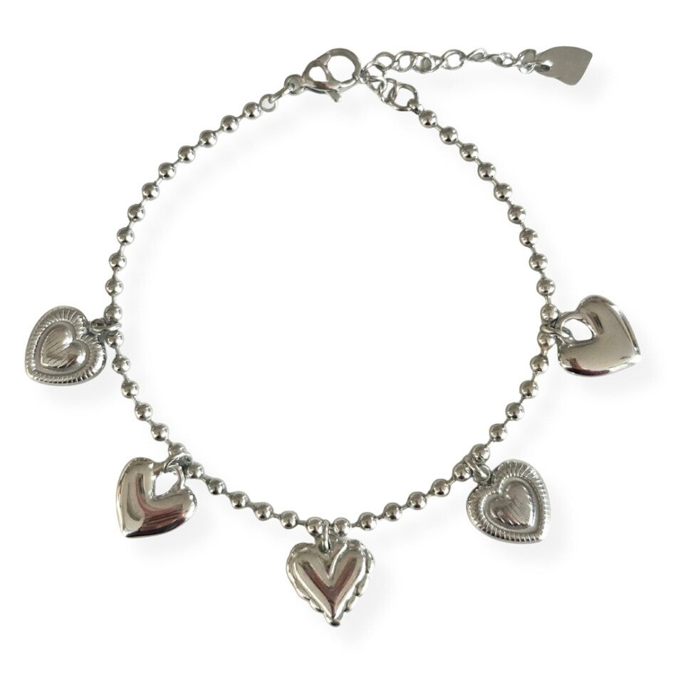 Bedel hartjes armband - stainless steel