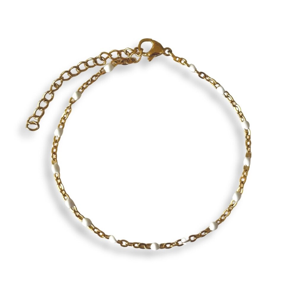 Dots armband wit - stainless steel