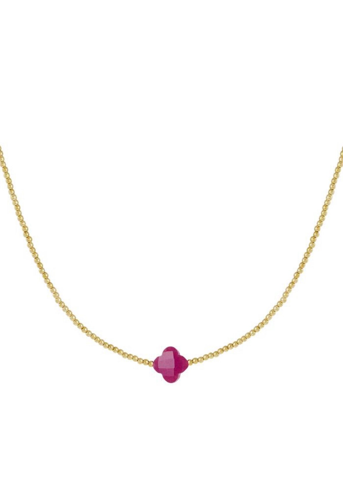 Klaverketting stainless steel goud roze