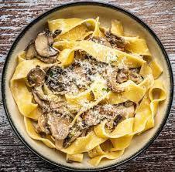 Zaterdag 8 februari Pappardelle met romige champignonsaus
