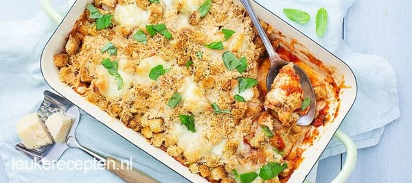 Zaterdag 17 januari Kip Parmazaan uit de oven.
