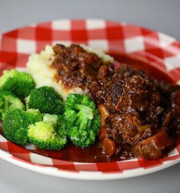 Zaterdag 1 augustus Duvelkesvlees met pompoenpuree en broccoli