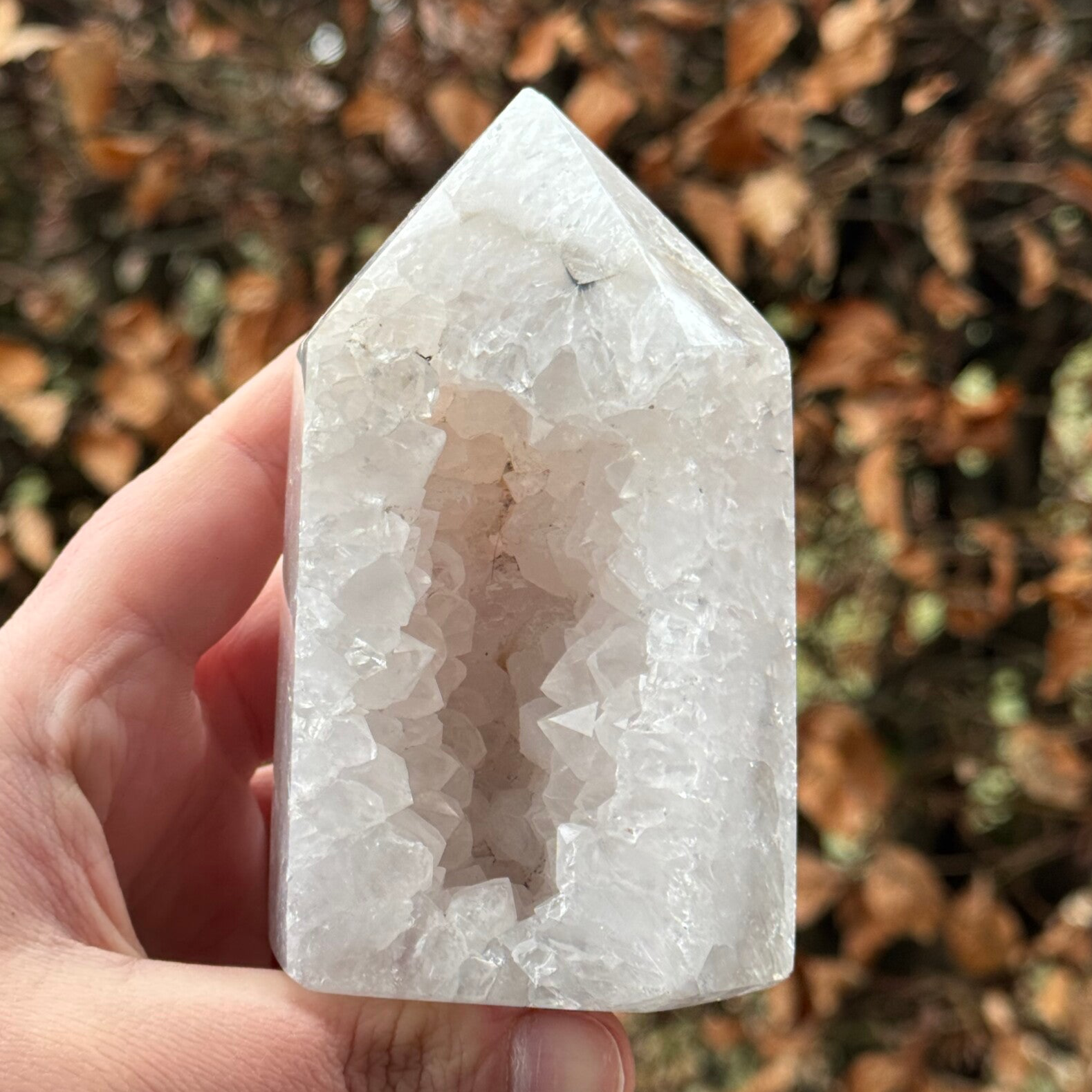 Druzy Agaat met Kwarts Punt