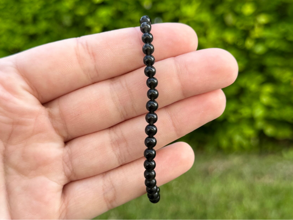Kogelarmband Zwarte Obsidiaan - 4mm