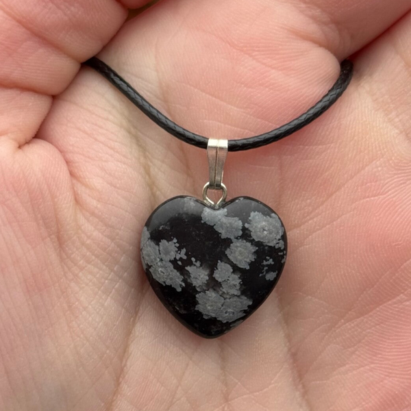 Sneeuwvlok Obsidiaan Hartjes Hanger