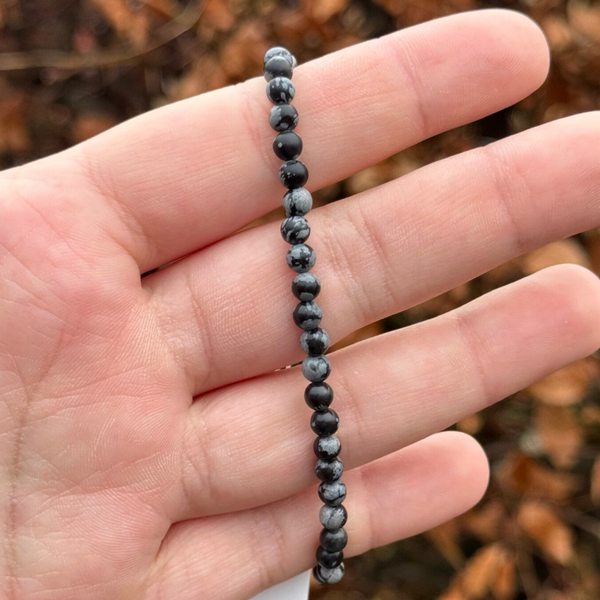 Sneeuwvlok Obsidiaan Armband - 4MM